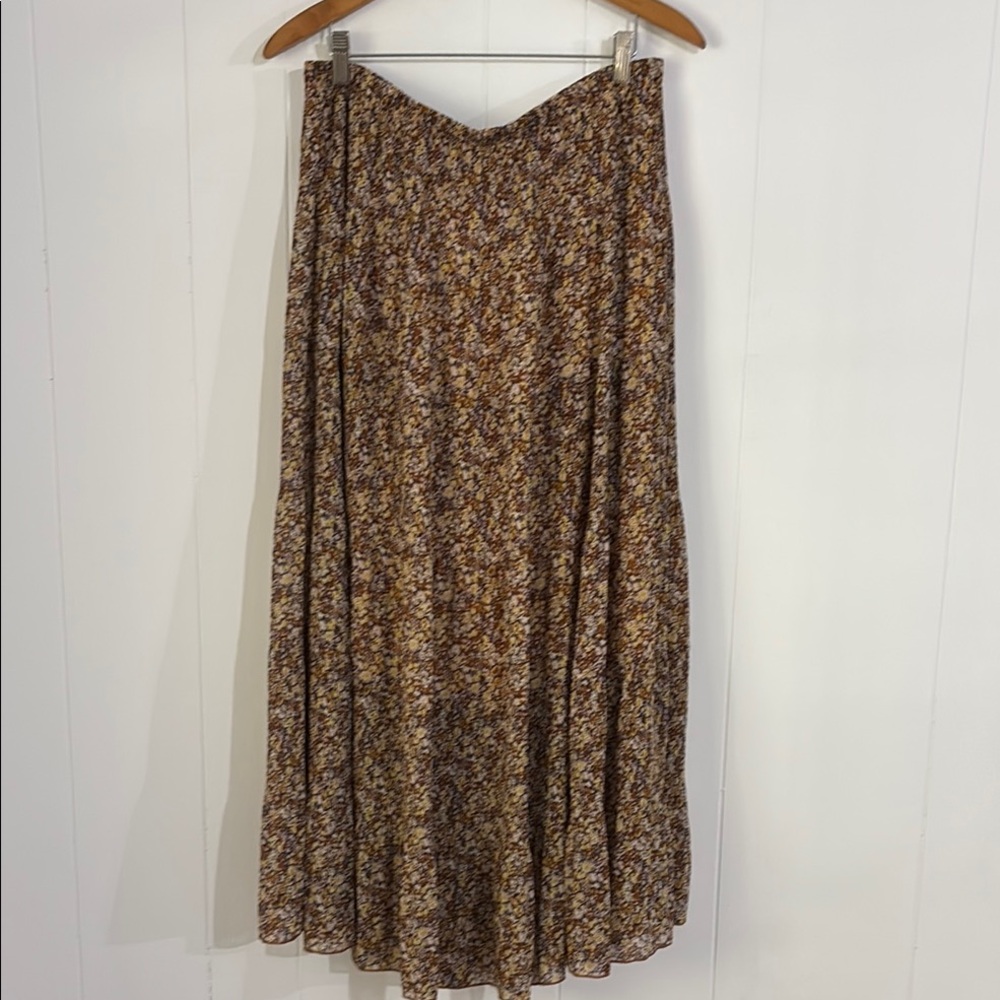 NashalyLy Bohemian Floral Brown Midi Skirt Size 2XL‎